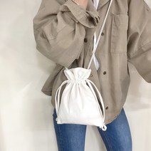 [백바이백]국내제작 무지 데일리 복조리에코백 미니 크로스백 광목/캔버스 블랙 복주머니 핸드폰가방