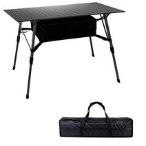[미국] Moosinily 캠핑 테이블 소형 접이식 테이블 알루미늄 미니 비치 테이블 휴대용 가방 포함 롤업 휴대용 테이블 야외 실내 해변 카드 놀이 여행 하이킹용 블랙
