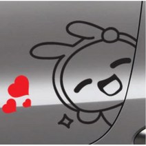 빼꼼스티커 차량용 자동차 데칼 스티커 코나 뒷문 아우디 카니발 QM5 스쿠터 얼룩가리기 올뉴말리부 NF소나타 뒷유리 스크래치커버 K3 아반떼MD 베뉴, 블랙, 우측 중형