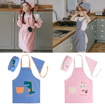 유아 방수 앞치마 두건 팔토시 세트 아기 아동 미술가운 촉감놀이 요리 남아 여아 공주앞치마