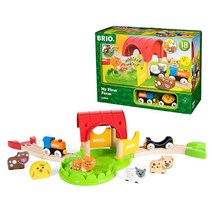 브리오월드 - 33826 My First Farm 18개월 이상 12피스 나무 장난감 기차 세트