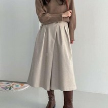여자 큐롯 랩스타일 통바지 체크 무지 와이드 팬츠