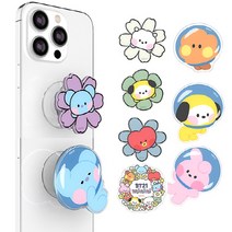 BT21 그립톡 핸드폰거치대 캐릭터 스마트톡 휴대폰 팝톡 받침대 하트 강아지 토끼 귀여운 명품 스페이스 치미 타타 쿠키 망 알제이 코야 망 에폭시 베이비 굿즈, BT21미니니해피플라워에폭시톡_타타, 1개