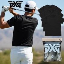 PXG 남성골프웨어 블랙 티셔츠3장팩 라운드 반팔티셔츠