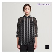[올리비아로렌] 도트 스트라이프 쉬폰 블라우스_VOCNLVM5212