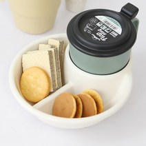 cocooning 일본 BPA FREE 캠핑 어린이집 개인나눔접시+보온보냉컵 set, 2칸볼, 베이지