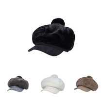 여성 밍크털 방울 빵모자 팔각모 헌팅캡 뽀글이 모자