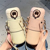 휴대용 보온 미니 텀블러 귀여운 여사친 선물 어깨끈 미니 보온병 sus316, 오렌지-480ml [컵브러쉬+스티커]