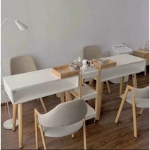 네일 아트 테이블 작업대 원목 책상 인테리어 작업대 네일숍 서랍있는 가구 트롤리, 1개, D.100x40x78/ 서랍없음 / 화이트