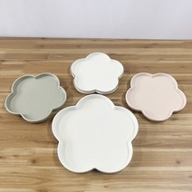 조샙하우스 꽃모양 도자기그릇 플라워접시 2사이즈, 스노우 화이트