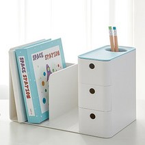 바이아트몰 서랍달린북앤드 깔끔한 인테리어용 책꽂이, 01-화이트, 2단