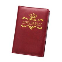 우표 동전 지폐 수집책 스크랩북 앨범 120 포켓 방수 가죽 동전 앨범 여행 지폐 스탬프 수집가 노트 컬렉, 03 Red