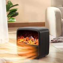 [00HOU] 벽난로 히터 미니 온풍기 탁상용 불멍 캠핑 난로 가정용 1500W, 화이트