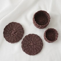 슬로우모먼츠 페이퍼 라탄 - 종이실로 컵받침 & 미니 케이스 만들기 diy키트 동영상 포함, 레트로 브라운, 선택안함