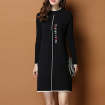 르엠마 포에버 골지 니트 배색 라인 니트 스웨터 긴팔 루즈핏 니트원피스 겨울원피스 가을 원피스