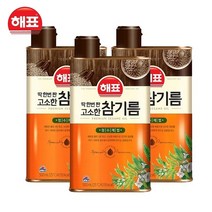 [해표] 딱한번짠 고소한 참기름 500ml, 3개