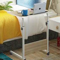 지니홀딩스 편리한이동 높낮이조절 이동식 사이드테이블 쇼파 침대 바퀴달린 테이블, ST-602 / 라이트우드