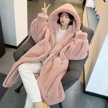 인조 모피 롱 코트 여성용 부드러운 페이크퍼자켓 인조퍼후드 털 밍크 퍼 자켓 인조털 빅사이즈