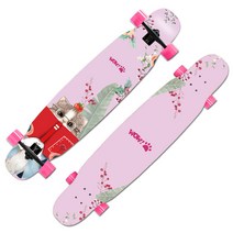 Longboard 스케이트 보드 도로 댄스 46인치롱보드 프리스타일 댄싱 롱보드 41종, 로터스 컬러 귀여운 핑크 고양이
