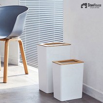 [스텐하우스] 모던 대나무 원목 사각휴지통 12L, 색상:그레이, 단품