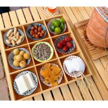 구절판 우드 고바찌 일본 나무그릇 접시, 3칸 접시 세트 A