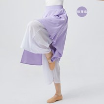 한국무용 연습복 치마바지 와이드 투톤 베이지 스킨색