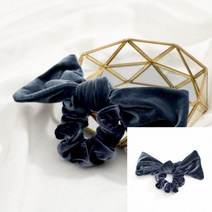 라이프랩 벨벳 곱창밴드 밸뱃 똥 머리 곱창 머리끈 예쁜 리본 연예인 헤어밴드 빅사이즈 네이비