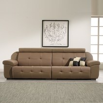 [보루네오] 엘리브 오딜레 이탈리아산 라텍스 천연가죽 4인용소파(스툴 미포함) sk054, 카푸치노