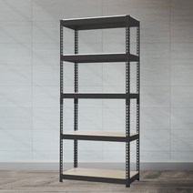 스피드랙 철제선반 조립식 앵글 5단 700 x 700 x 1350, 블랙, 9mm 양면코팅 보드