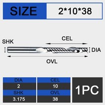 UCHEER-목재 가공용 3175mm 싱글 플루트 엔드 밀링 1 개 CNC 커터 MDF 합판용 카바이드 공구, 09 3175D2d10l38L