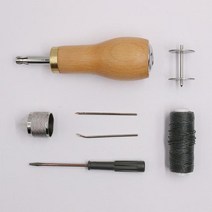 가죽 재봉 콘 실 키트 바느질 도구 세트 1 개 신발 수리 가변 Diy 나무 손잡이 수제, B Type, 02 B Type