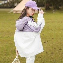 [삐삐네옷가게] 여아 주니어 배색윈드 봄 가을 후드 집업 바람막이 점퍼
