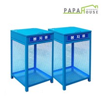 파파하우스 대용량 국산 실외용 철제분리수거함 뚜껑형 450, 회색