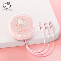 산리오 3in1 충전 케이블 릴타입 귀여운 멀티 USB 케이블 헬로키티 시나모롤, F, 1mcm