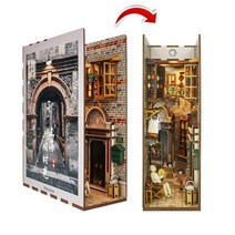 북엔드 diy 미니어처 booknook 나무 책 구석 선반 삽입 키트 인형 집 watery town with light handmade crafts end home toys, 509