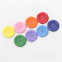 무지개단추(8개)[1039] / 칼라 25mm 컬러 네 구멍 무지개 만들기 단추 재료, 빨강