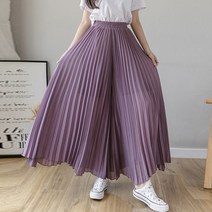 리틀깽스 자체제작 국산 풍성하고 편안한 비비드 퀄리티좋은 고급스러운 데일리 여름 쉬폰 주름 플리츠 와이드 빅사이즈팬츠 치마바지