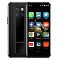 미니 스마트폰 4G LTE SOYES S10-H 미니 Smartphone Google Play 스토어 Android 9.0 듀얼 SIM 4G LTE 소형 휴대 전화 얼굴 인식, Official Standard, 64GB ROM Black