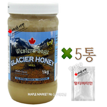 캐나다 석청 아이스허니 빙하 꿀 허니 1kg+멀티비타민 정품 웨스턴세이지 캐나다 직배송, 5통, 1KG