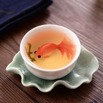 홍차잔 카페라떼잔 명품커피잔 화수목 법랑 도자기 핸드메이드 페인팅 찻잔 창의 입체 어세라믹 소 품명 다도, 금붕어 입체 찻잔