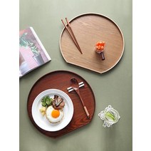 카라멜샵 옻칠 반달 우드트레이 2color, 브라운