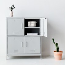 철제 캐비닛 개인 사물함 4문 잠금 수납장, 수납장 블랙