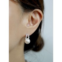 스와브로스키 큐빅 2라인 진주 귀걸이 혼주 한복 귀걸이