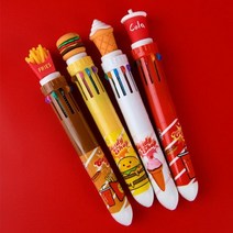 10 색 귀여운 크리에이티브 볼펜 콜라 버거 튀김 실리콘 여러 가지 빛깔의 펜 사무실 문구 용품, 다색, Random 1pcs