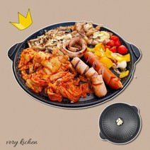 원형 마블코팅 국내산 삼겹살구이팬 주물팬 삼겹살팬 고기판 가스전용 맛있는 삼겹살팬 야외용고기팬, 원형 삼겹살구이팬