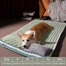 강아지 고양이 대형견 침대 이불 매트 베개 작은 대형 개를 위한 hoopet 개 패딩 쿠션 를 위한 와 집 슈퍼 부드러운 내구성 리스 이동식 애완 동물, 초록, s