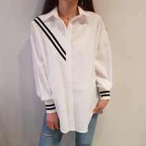 상상그이상 배색사선 포인트 소매시보리 남방 유니크셔츠