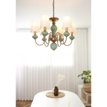 6등 샹들리에 도자기+매트골드 단아한조명 모던엔틱 센스만점, 램프미포함