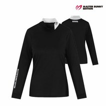 마스터바니에디션 골프 masterbunnyedition여성 슬릿 하이넥 긴팔이너티셔츠 M421A3TI061_BK, 001, BK