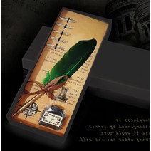 공작 깃털 만년필(펜촉 5P 포함) 캘리그라피 만연필 잉크 선물 포장 세트, 그레이